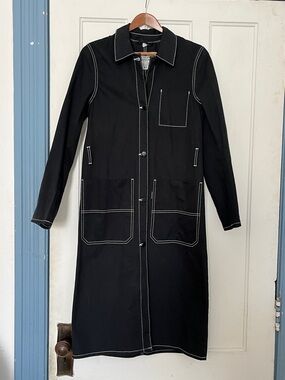 Cheap Monday | Dust Twill Trenchcoat, 100% Cotton | Black w/White Stitching | XS